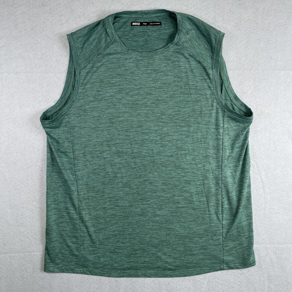 REI Coop Tank Top Mens L Sleeveless Shirt Activewear Gym Blue Green Lightweight
